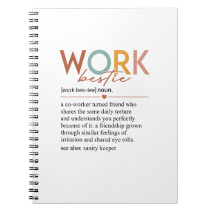Vintage Work Bestie Definition Teachers Nurses Bos Notebook