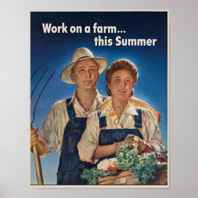 Vintage Work on a farm poster (Front)