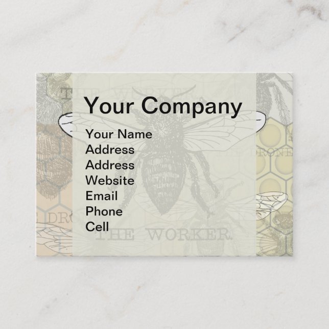 Vintage Worker Bee Illustration Art Business Card (Front)