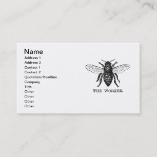 Vintage Worker Bee Illustration Art Business Card