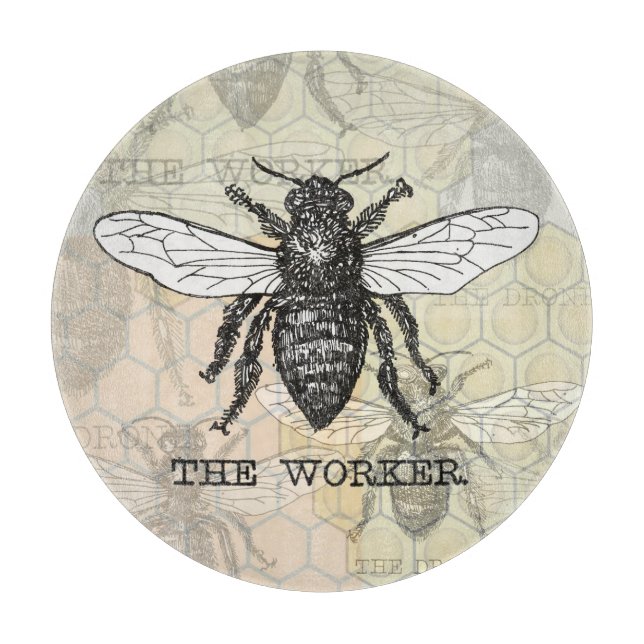 Vintage Worker Bee Illustration Art Cutting Board (Front)