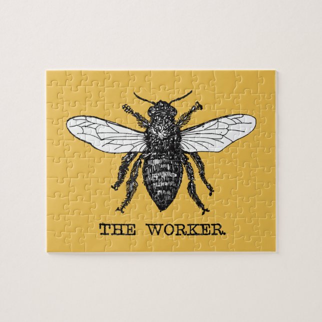 Vintage Worker Bee Illustration Art Jigsaw Puzzle (Horizontal)