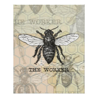 Vintage Worker Bee Illustration Art