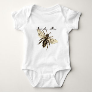 Vintage Worker Bee Insect Illustration Antique Baby Bodysuit