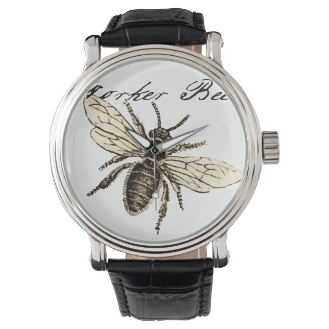 Vintage Worker Bee Insect Illustration Antique Watch (Front)