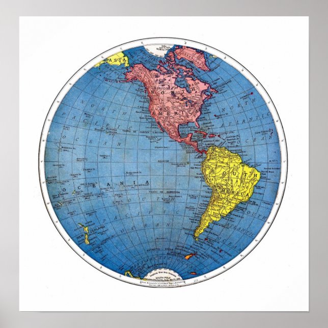 Vintage World Globe America Poster (Front)