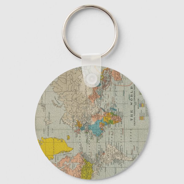 Vintage World Map 1910 Key Ring (Front)