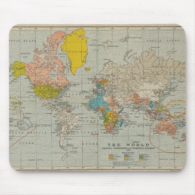 Vintage World Map 1910 Mouse Pad (Front)