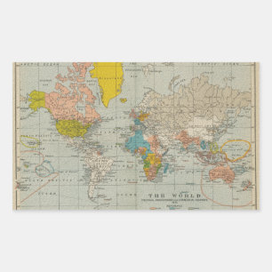 Vintage World Map 1910 Rectangular Sticker
