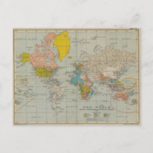 Vintage World Map 1910 V2 Postcard