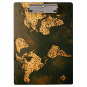 Vintage World Map Antique Cartography Art Clipboard