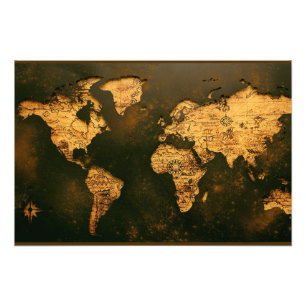 Vintage World Map Antique Cartography Art Photo Print
