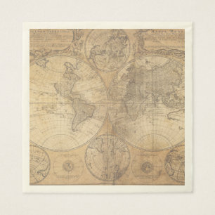Vintage World Map Baby Shower Collection Napkin