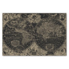 Vintage World Map Black Beige Decoupage