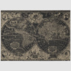 Vintage World Map Black Beige Decoupage
