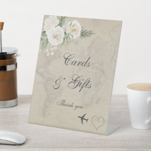 Vintage World Map Bridal Shower Cards Gifts Sign