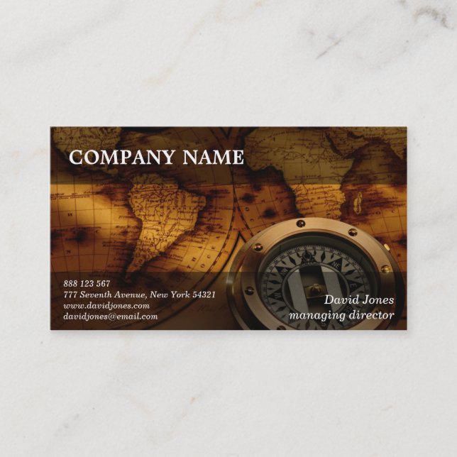 Vintage World Map Business Card (Front)