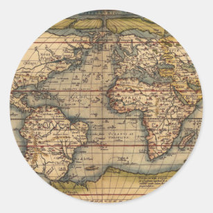 Vintage World Map by Abraham Ortelius 1564 Classic Round Sticker