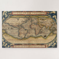 Vintage World Map by Abraham Ortelius 1564