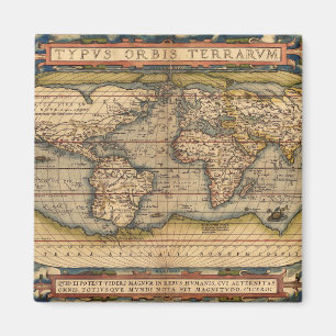 Vintage World Map by Abraham Ortelius 1564 Magnet