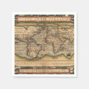 Vintage World Map by Abraham Ortelius 1564 Napkin