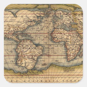 Vintage World Map by Abraham Ortelius 1564 Square Sticker