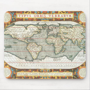 Vintage World Map by Abraham Ortelius 1587–1595 Mouse Pad
