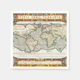 Vintage World Map by Abraham Ortelius 1587–1595 Napkin