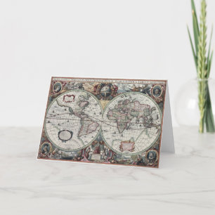 Vintage World Map Card