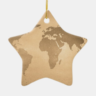 Vintage world map ceramic ornament