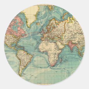 Vintage World Map Classic Round Sticker