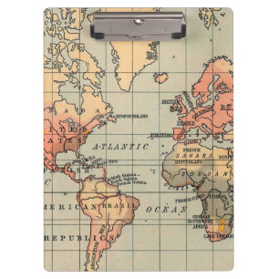 Vintage World Map Clipboard