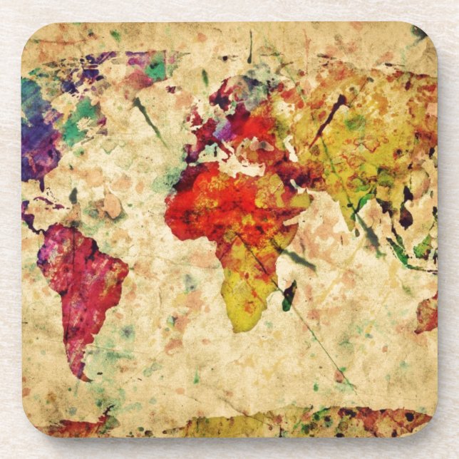 Vintage world map coaster (Front)