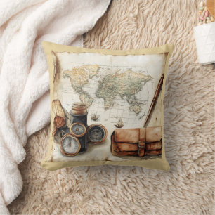Vintage World Map Cushion