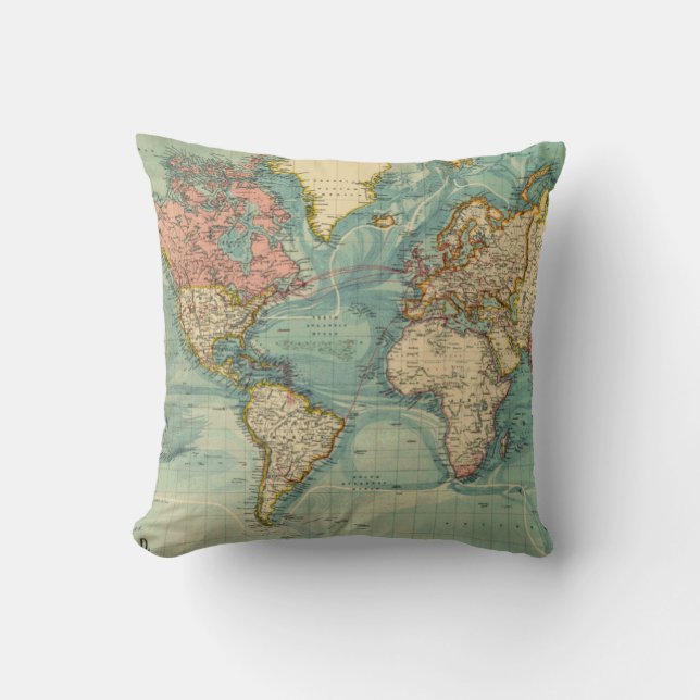 Vintage World Map Cushion (Front)
