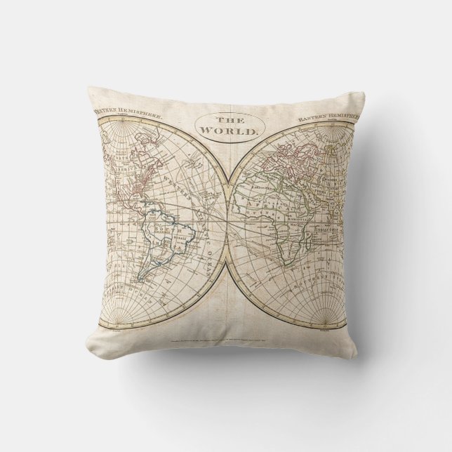 Vintage World Map Cushion (Front)