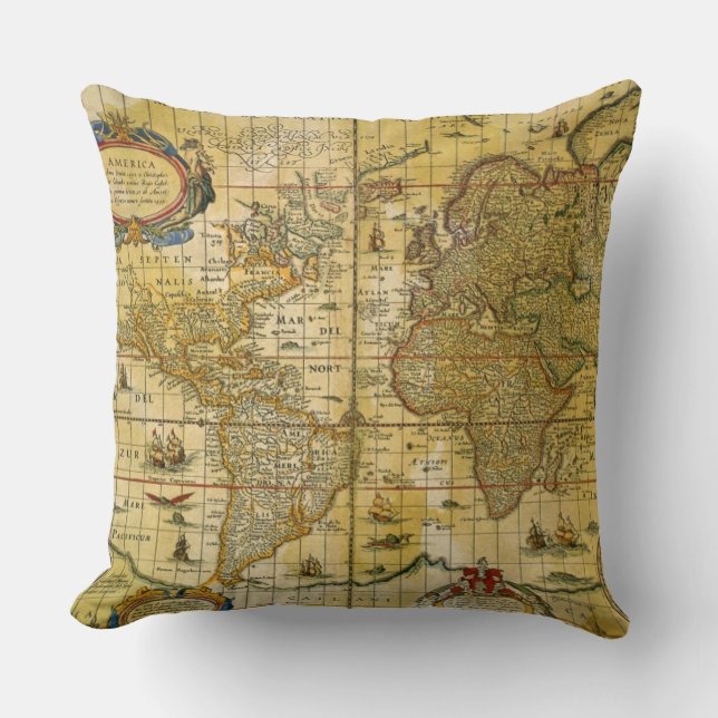 Vintage World Map Cushion (Front)