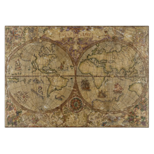 Vintage World Map Cutting Board