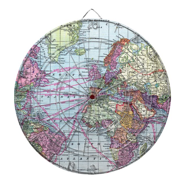 Vintage world map dartboard (Front)