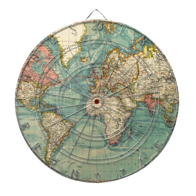 Vintage World Map Dartboard (Front)