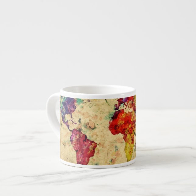 Vintage world map espresso cup (Front Left)
