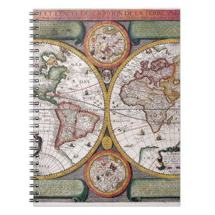 Vintage World Map Explorer Notebook