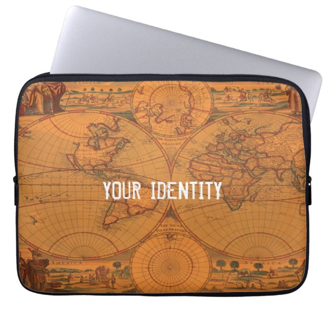 Vintage World Map Laptop Sleeve (Front)
