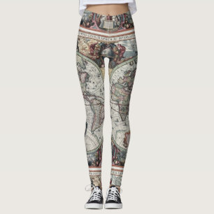 Vintage World Map Leggings
