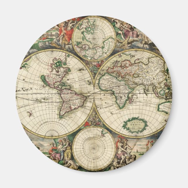 Vintage World Map Magnet (Front)