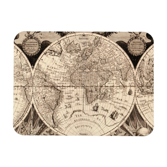 Vintage World Map Magnet (Horizontal)