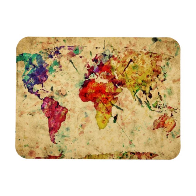 Vintage world map magnet (Horizontal)