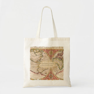 Vintage World Map Monogram Name Tote Bag