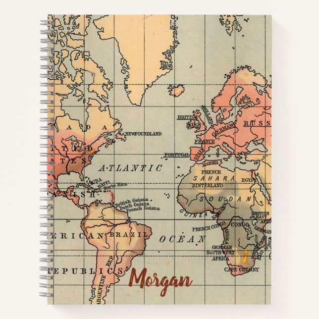 Vintage World Map Notebook (Front)