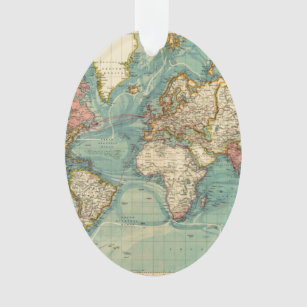 Vintage World Map Ornament